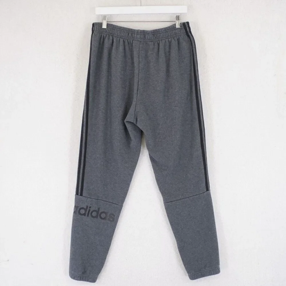 Adidas Gray Sweatpants 3 Stripe Large High Rise 31/30 High‎ Rise